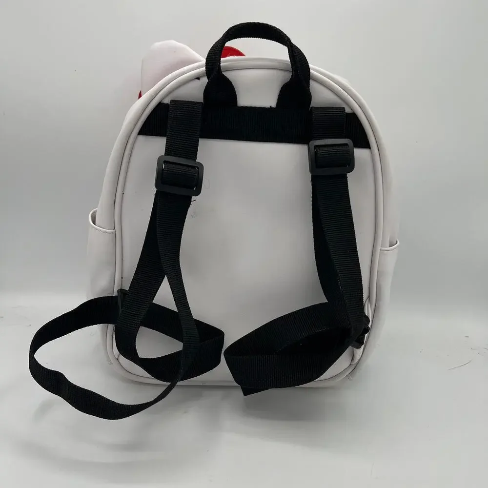 Hello Kitty Sanrio Mini Backpack - White & Red Faux Leather Zip Bag